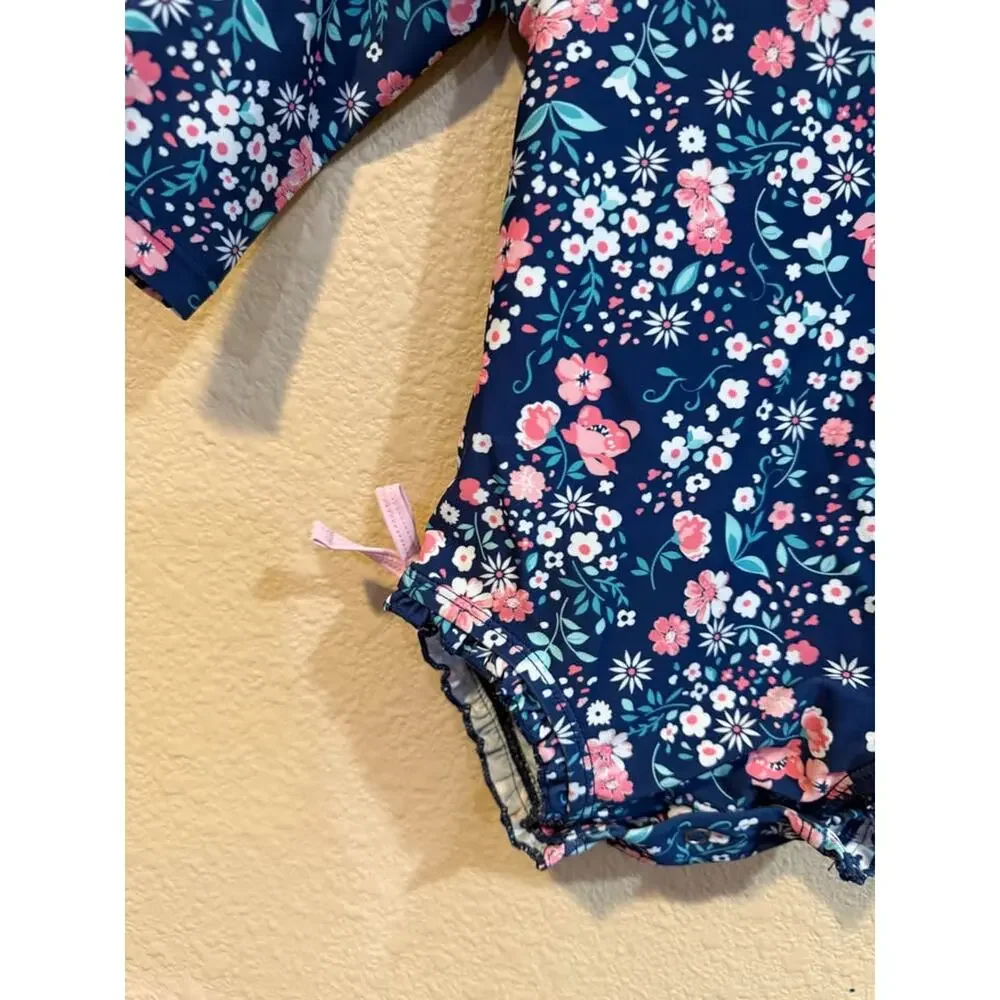RuffleButts Floral Long Sleeve One-Piece Rash Guard